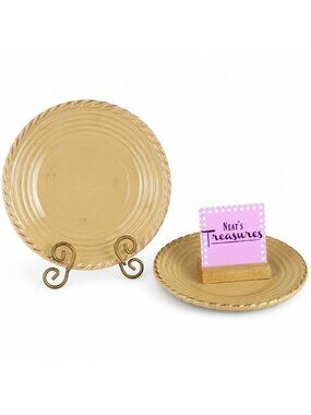 Artimino TUSCAN COUNTRYSIDE Rustic Cream Stoneware Dinner Salad Plate Set 2 NEW
